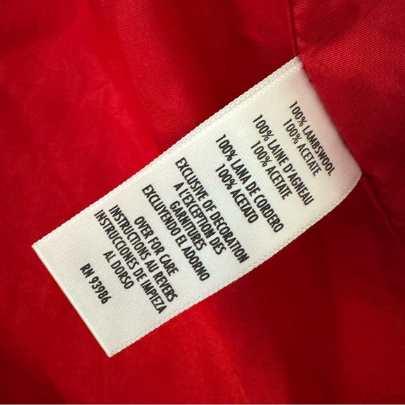 Casual Corner Women’s Red & White Nordic Snowflake Lambswool Cardigan Sweater XS - Picture 10 of 11